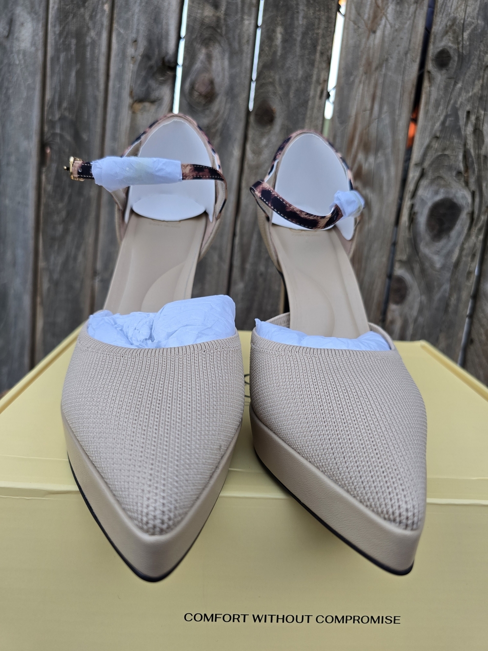 Cosy Island Women's Beige Pointed Toe D'Orsay Heels with Ankle Strap Size 8.5 - Picture 10 of 16